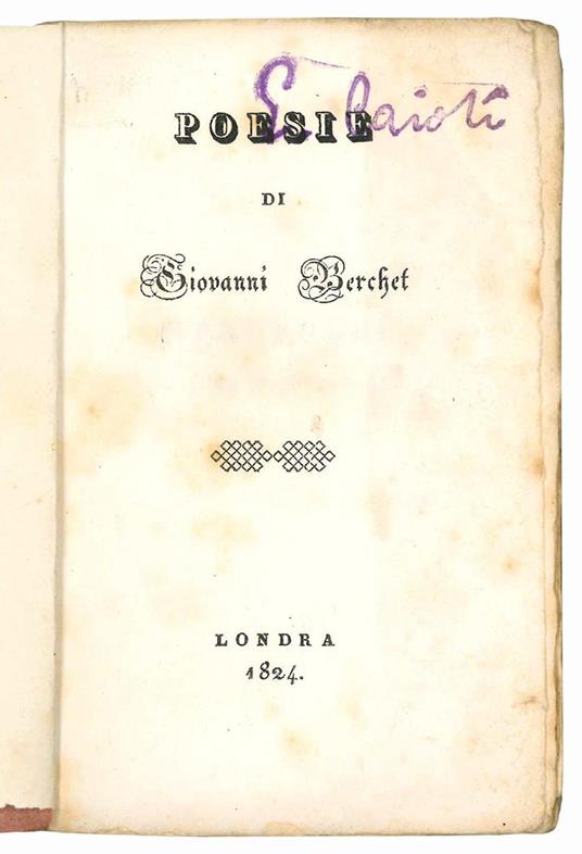 Poesie di Giovanni Berchet - Giovanni Berchet - copertina