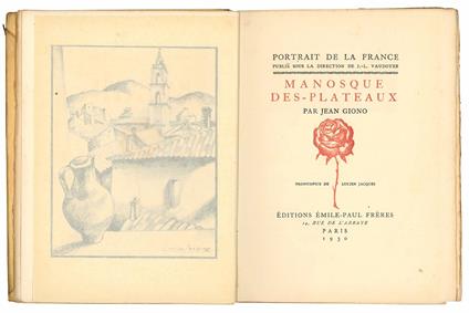 Manosque des-plateaux. Frontespice de Lucien Jacques - Jean Giono - copertina