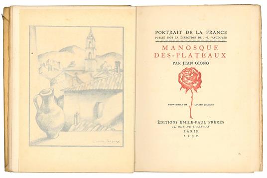 Manosque des-plateaux. Frontespice de Lucien Jacques - Jean Giono - copertina