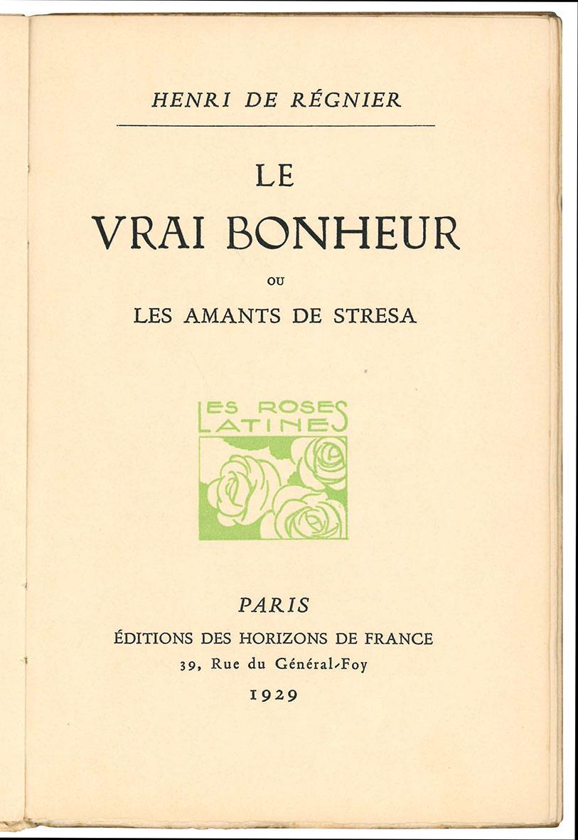 Le vrai bonheur ou les amants de Stresa