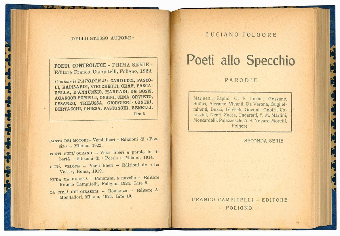 Poeti controluce. Parodie - Prima serie. Terza ristampa. (Insieme a) Poeti allo specchio. Parodie. Seconda serie