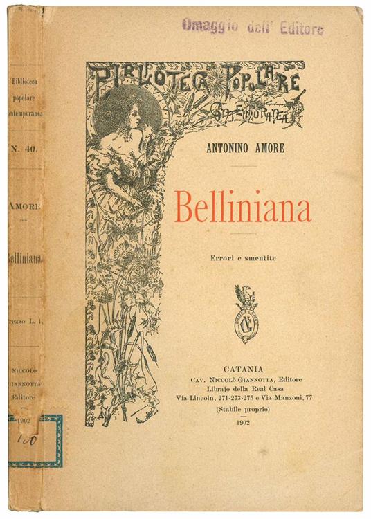 Belliniana. Errori e smentite - Antonio Amore - copertina