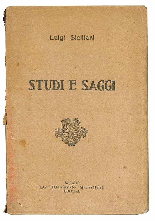 Studi e saggi - Luigi Siciliani - copertina
