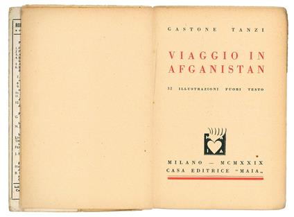 Viaggio in Afganistan 32 illustrazioni fuori testo - Gastone Tanzi - copertina