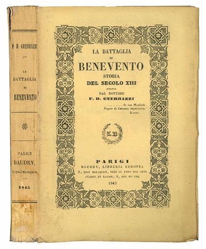 La battaglia di Benevento. Storia del secolo XIII - Francesco Domenico Guerrazzi - copertina