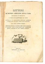 Lettere di monsig. Giovanni Della Casa Arcivescovo di Benevento a Carlo Gualteruzzi da Fano cavate da un manoscritto originale Barberino e pubblicate per la prima volta per le stampe da Luigi Maria Rezzi ... Bibliotecario della Libreria Barberini