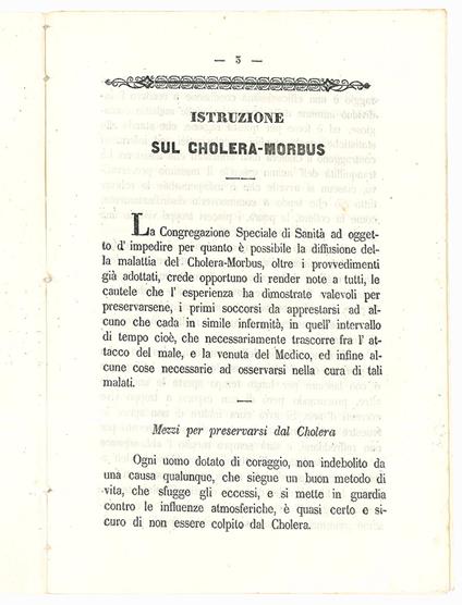 Istruzione sul cholera-morbus - Colera - copertina
