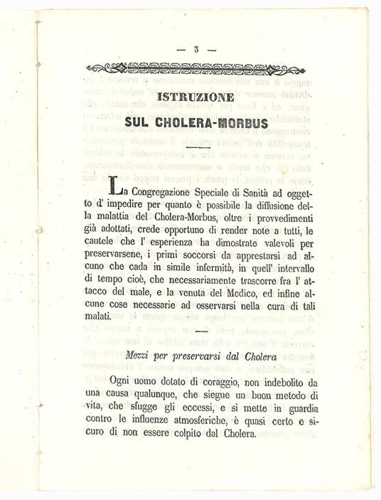Istruzione sul cholera-morbus - Colera - copertina