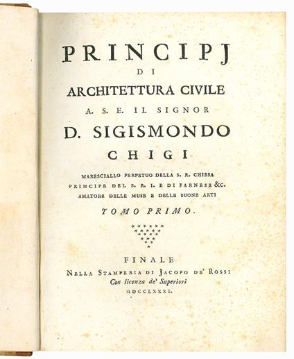 Principj di architettura civile [...] Tomo primo [-terzo] - Francesco Milizia - copertina