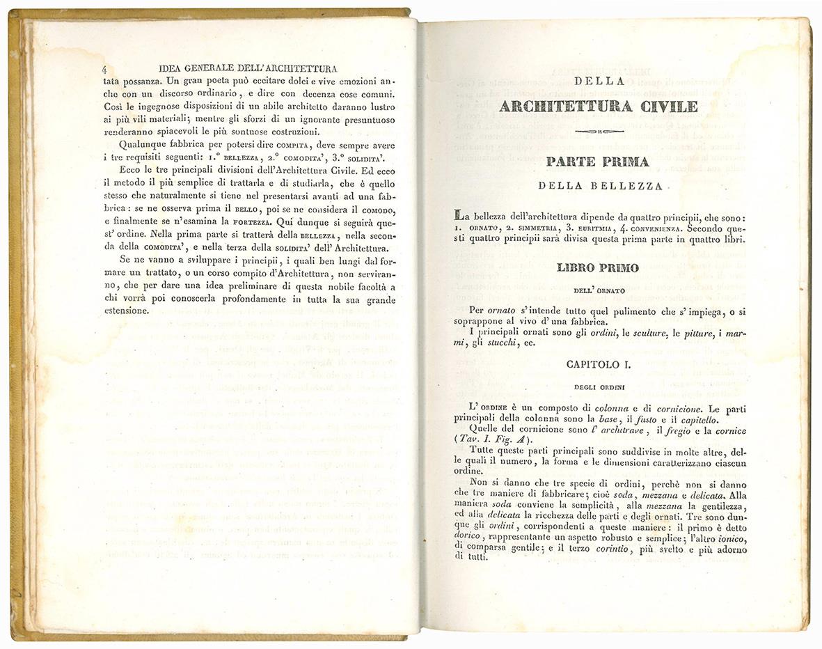 Principj di architettura civile di Francesco Milizia. Prima edizione milanese illustrata per cura del professore architetto Giovanni Antolini [...] con 36 tavole in rame