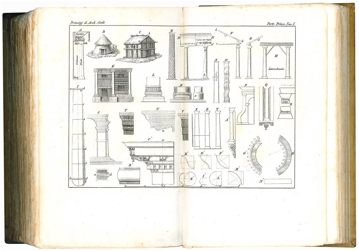 Principj di architettura civile di Francesco Milizia. Prima edizione milanese illustrata per cura del professore architetto Giovanni Antolini [...] con 36 tavole in rame