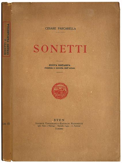 Sonetti. Nuova ristampa riveduta e corretta dall'autore - Cesare Pascarella - copertina