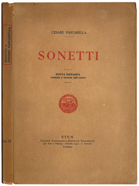 Sonetti. Nuova ristampa riveduta e corretta dall'autore - Cesare Pascarella - copertina