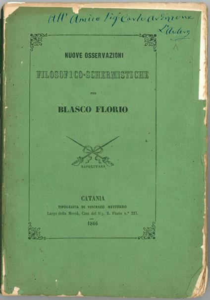 Nuove osservazioni filosofico-schermistiche - Blasco Florio - copertina