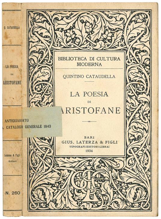 La poesia di Aristofane - Quintino Cataudella - copertina