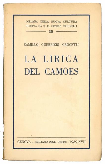 La lirica del Camoes - Camillo Guerriero Crocetti - copertina