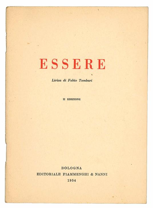 Essere. Lirica di Fabio Tombari - Fabio Tombari - copertina