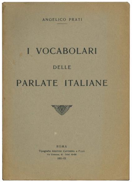 I vocabolari delle parlate italiane - Angelico Prati - copertina