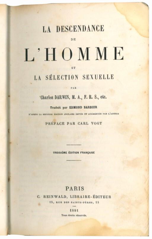 La descendance de l'homme et la sélection sexuelle - Charles Darwin - copertina
