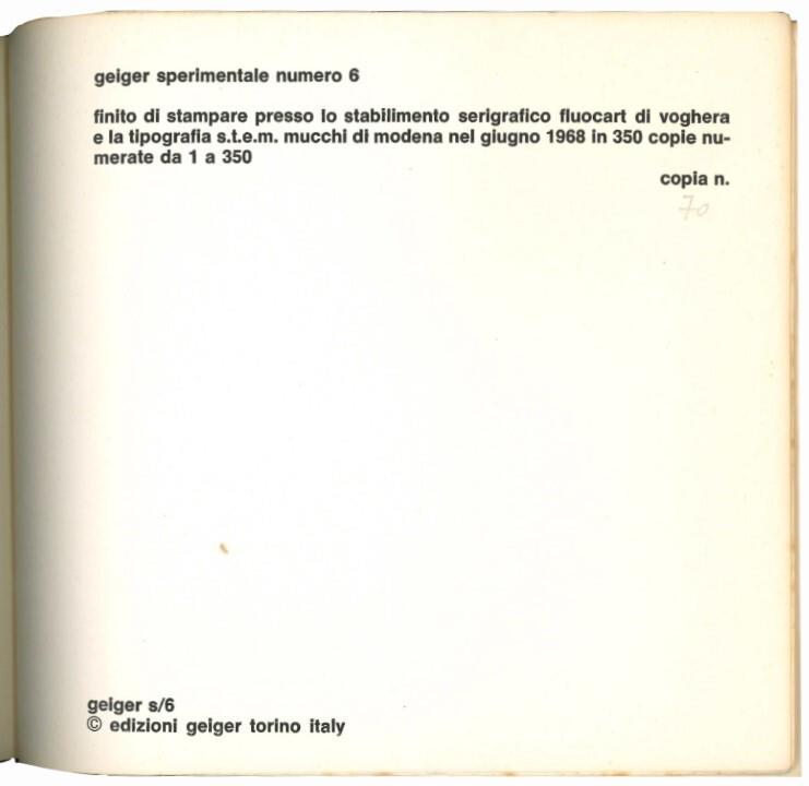 Impronte n. 43 di Claudio Parmiggiani testo di Vincenzo Agnetti