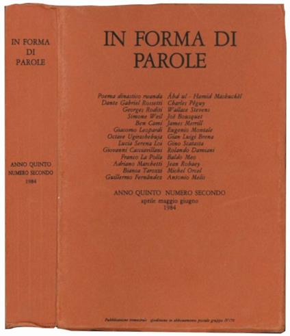 In forma di parole - In Forma Di Parole - copertina
