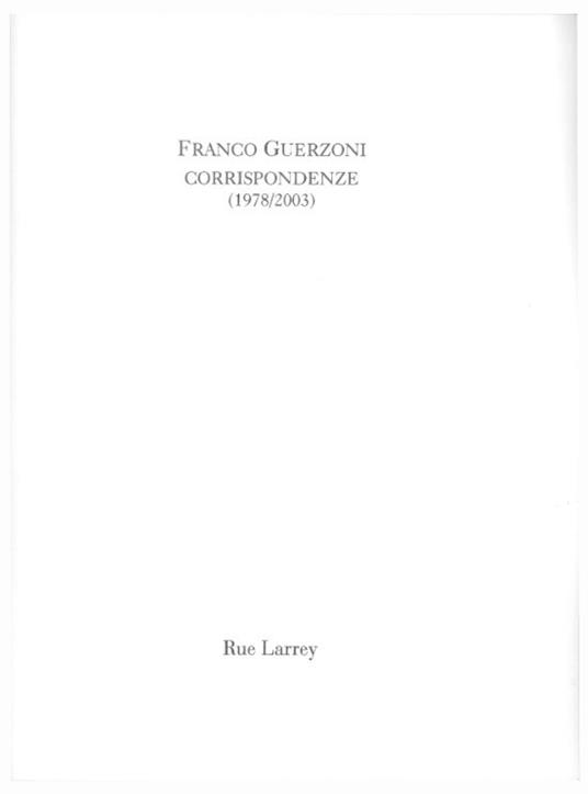 Corrispondenze (1978/2003) - Franco Guerzoni - copertina