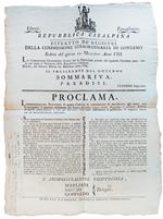Proclama. L'Amministrazione Provvisoria di questa Città ha la consolazione di manifestare agli amati suoi Concittadini li generosi sentimenti del Primo Console della Prima Nazione l'Invitto Bonaparte