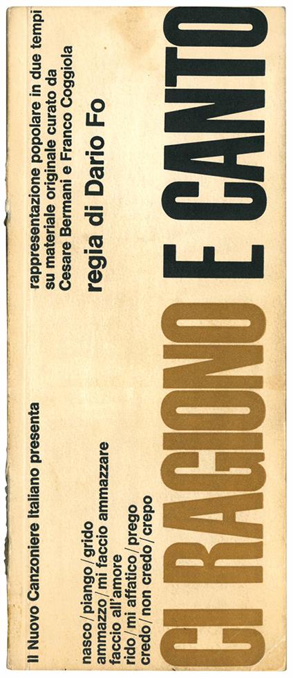 Ci ragiono e canto. Rappresentazione popolare in due tempi su materiale originale curato da Cesare Bermani e Franco Coggiola - Dario Fo - copertina
