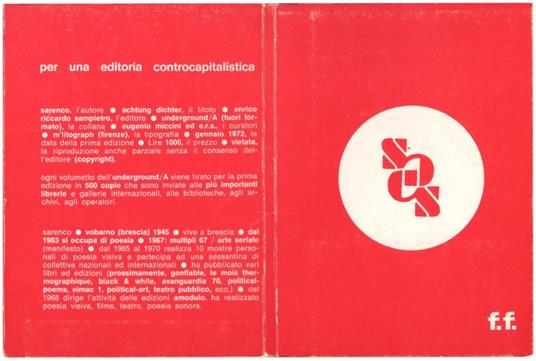 Achtung Dichter - Sarenco - copertina