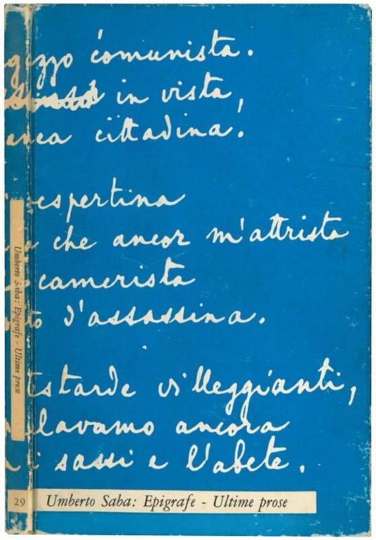 Epigrafe - Ultime prose - Umberto Saba - copertina