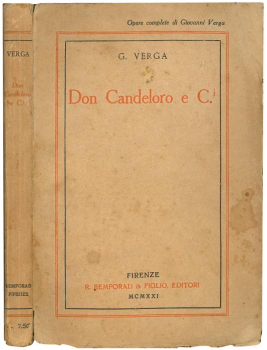 Don Candeloro e C - Giovanni Verga - copertina