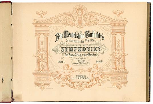 Félix Mendelssohn Bartholdyʼs Sämmtliche Werke. Symphonien für Pianoforte zu vier Händen arrangirt. Band I. Band II - Felix Mendelssohn-Bartholdy - copertina