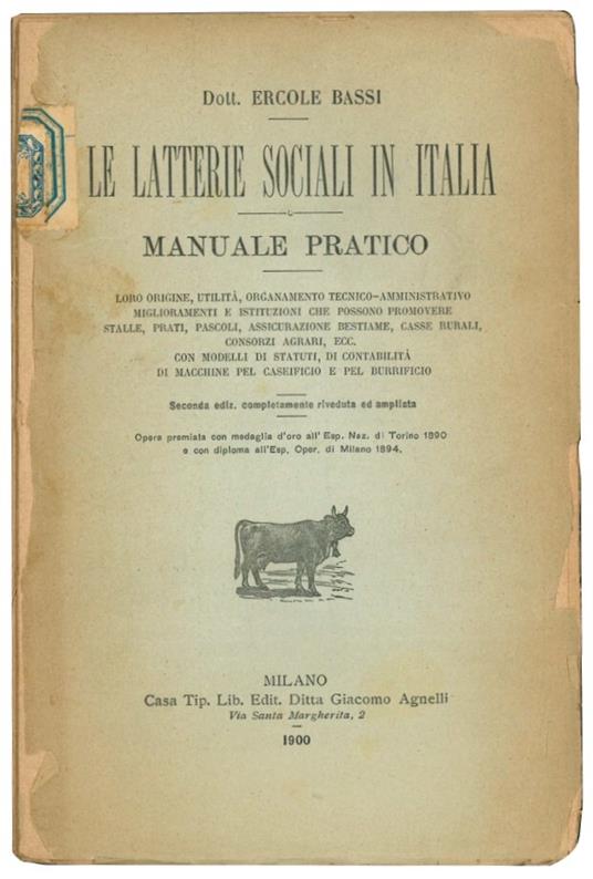 Le latterie sociali in Italia: manuale pratico - Ercole Bassi - copertina