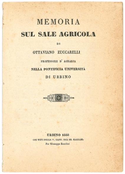 Memoria sul sale agricola - Ottaviano Zuccarelli - copertina