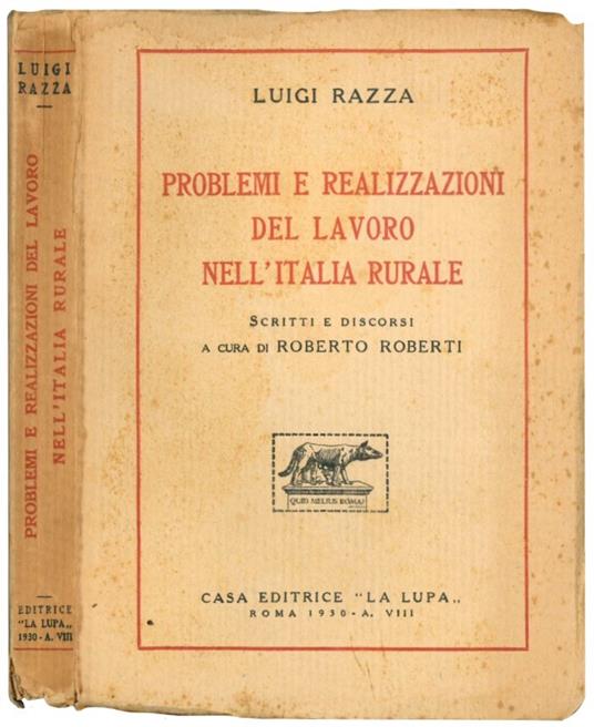 Problemi e realizzazioni del lavoro nell'italia rurale - Luigi Razza - copertina