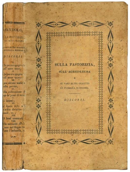 Sulla pastorizia, sull'agricoltura e su varj altri oggetti di pubblica economia - Vincenzo Dandolo - copertina