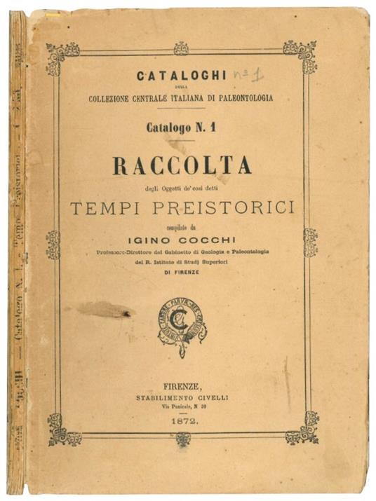 Raccolta degli oggetti de' cosi detti tempi preistorici - Igino Cocchi - copertina