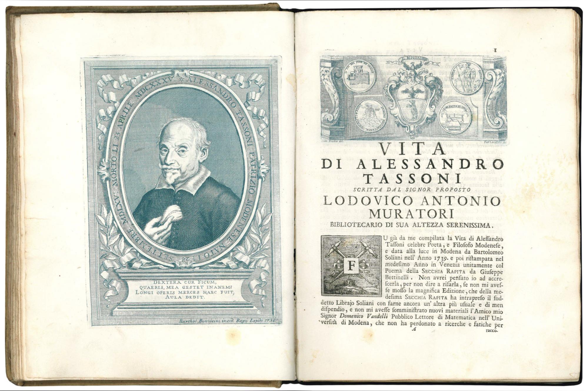 La secchia rapita poema eroicomico di Alessandro Tassoni patrizio modenese, colle dichiarazioni di Gaspare Salviani romano, s'aggiungono la prefazione, e le annotazioni di Giannandrea Barotti ferrarese le varie lezioni de' testi a penna, e di molte
