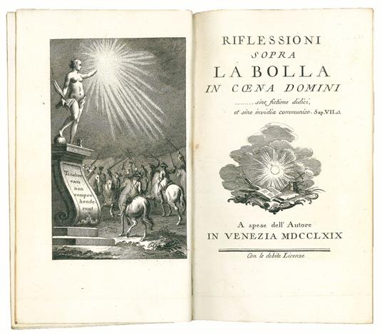 Riflessioni sopra la bolla In coena Domini… Sive fictione didici, et sine invidia communico - Tommaso Antonio Contin - copertina