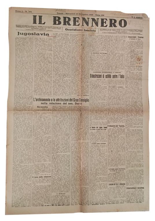 Il Brennero: quotidiano fascista - copertina