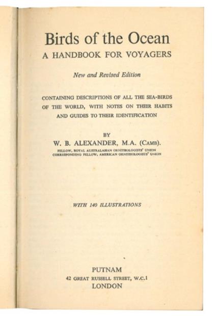 Birds of the ocean: a handbook for voyagers - copertina