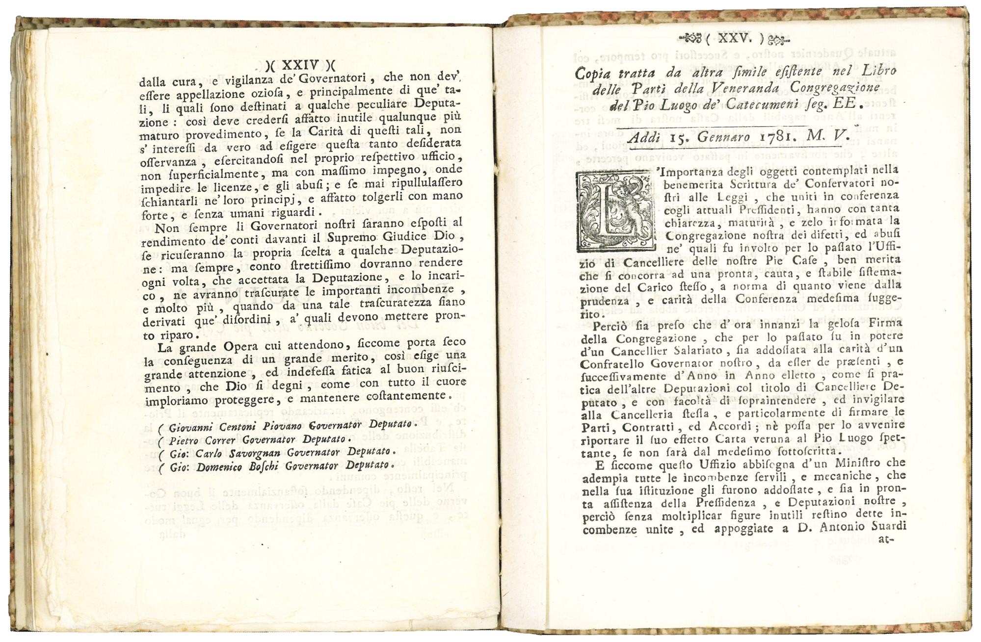 Capitoli, ed ordini per il buon governo delle Pie case de' Cattecumeni di Venezia, a cognizione de' Signori Governatori delle medeme [sic], ristampati, e raccolti dalli notatori della pia Congregazione [...]