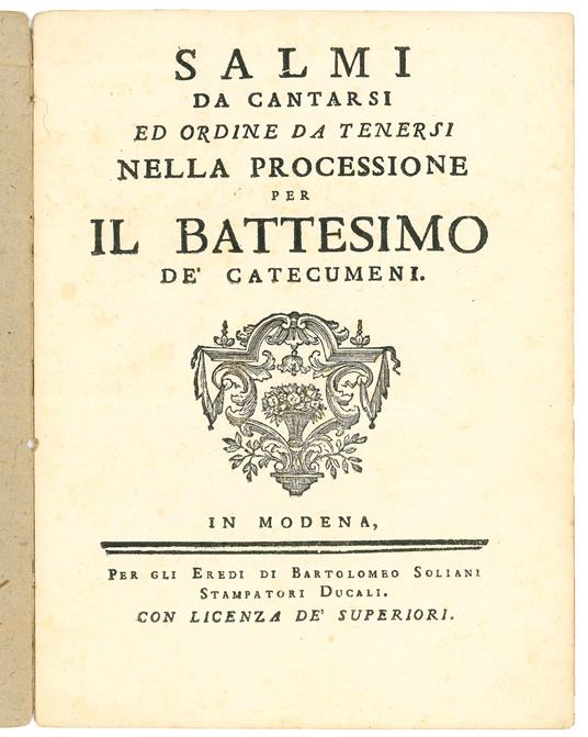 Salmi da cantarsi ed ordine da tenersi nella processione per il battesimo de' catecumeni - copertina
