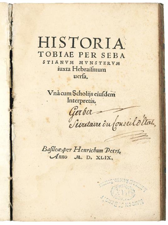 Historia Tobiae per Sebastianum Munsterum iuxta Hebraismum versa. Unà cum scholijs eiusdem interpretis - copertina
