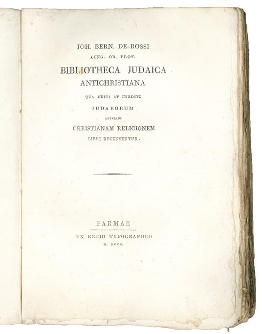 Bibliotheca judaica antichristiana qua editi et inediti judaeorum adversus christianam religionem libri recensentur - copertina