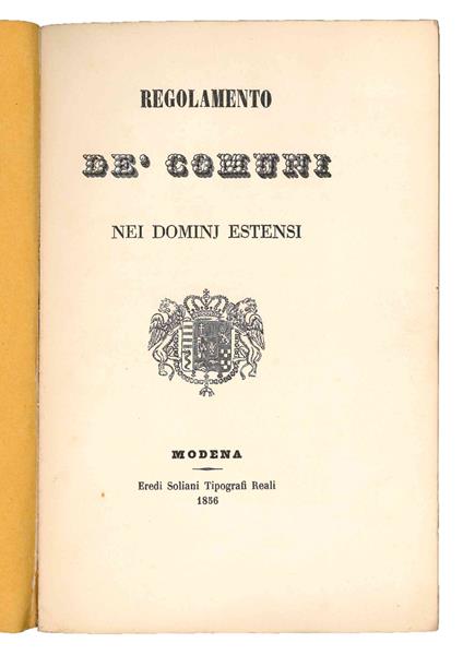 Regolamento dè Comuni nei dominj estensi - copertina