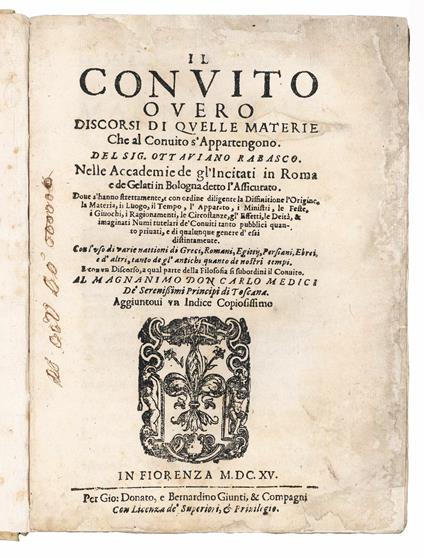 Il Convito o vero discorsi di quelle materie che al convito appartengono [...] - copertina