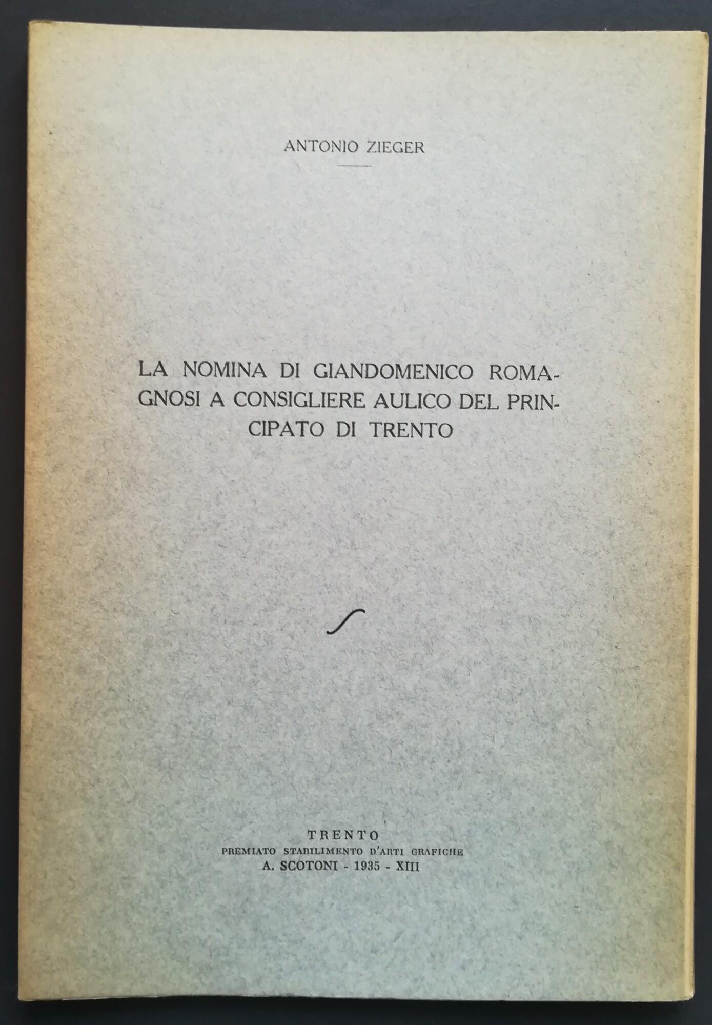 La nomina di Giandomenico Romagnosi a consigliere aulico del principato di Trento