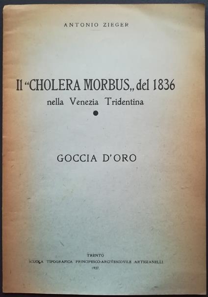 Il cholera morbus del 1836 nella Venezia Tridentina. Goccia d'oro - Antonio Zieger - copertina
