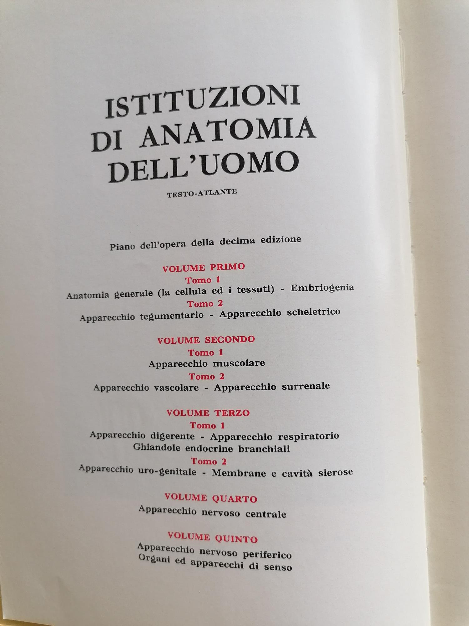 Istituzioni di Anatomia dell'uomo (8 volumi opera completa)
